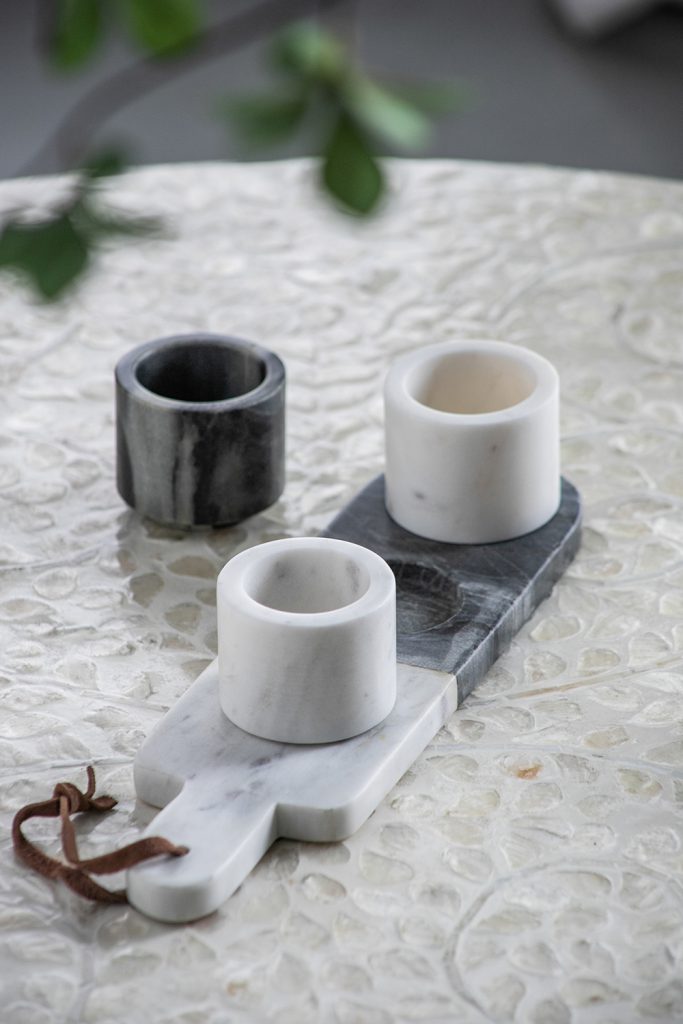 Jayce Marble Condiment Cups & Tray Set of 4 for Serving