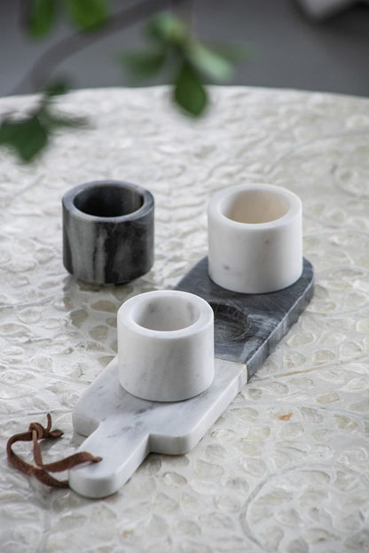 Jayce Marble Condiment Cups & Tray Set of 4 for Serving