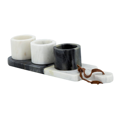 Jayce Marble Condiment Cups & Tray Set of 4 for Serving