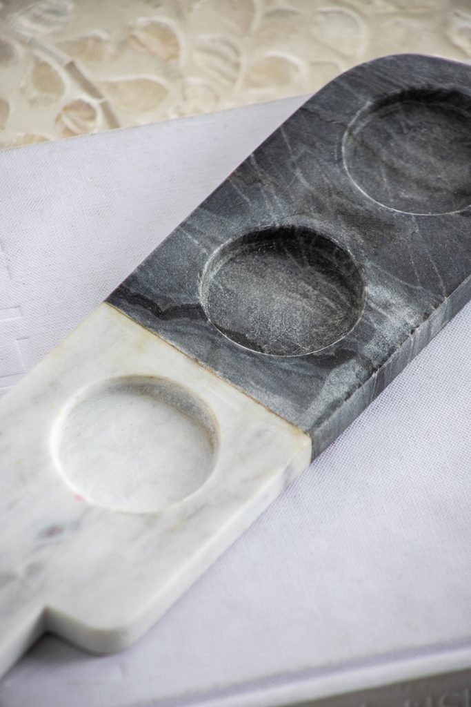 Jayce Marble Condiment Cups & Tray Set of 4 for Serving