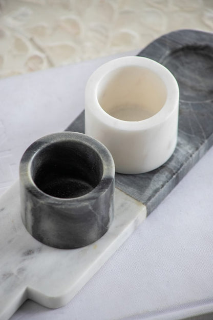 Jayce Marble Condiment Cups & Tray Set of 4 for Serving