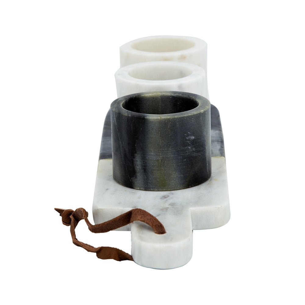 Jayce Marble Condiment Cups & Tray Set of 4 for Serving