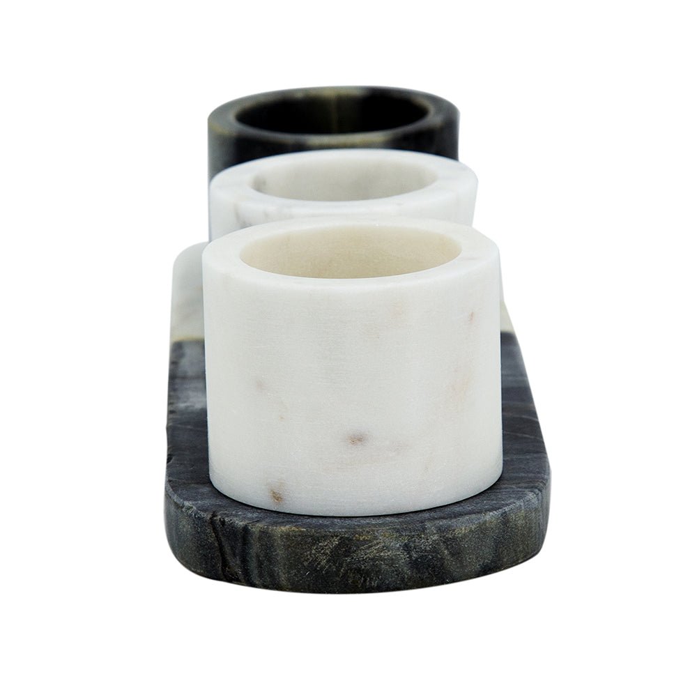 Jayce Marble Condiment Cups & Tray Set of 4 for Serving