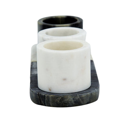 Jayce Marble Condiment Cups & Tray Set of 4 for Serving
