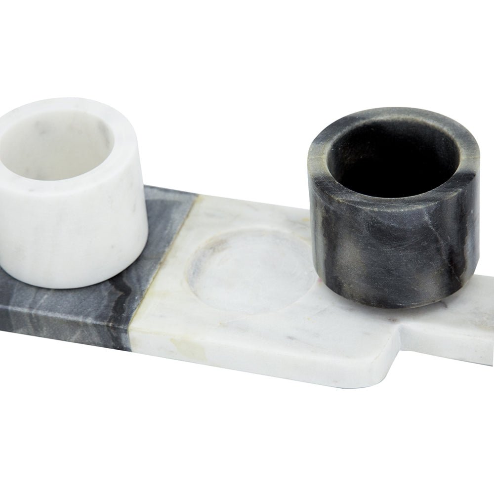 Jayce Marble Condiment Cups & Tray Set of 4 for Serving