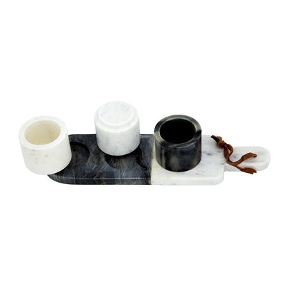 Jayce Marble Condiment Cups & Tray Set of 4 for Serving