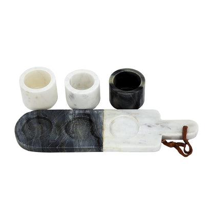 Jayce Marble Condiment Cups & Tray Set of 4 for Serving