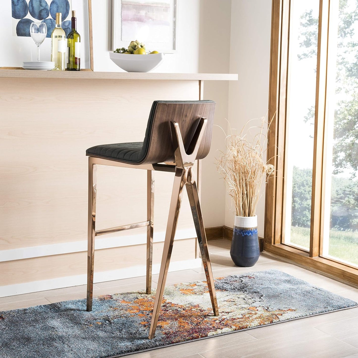 Mckay Bar Stool Ash Green – Retro Faux Leather Stool