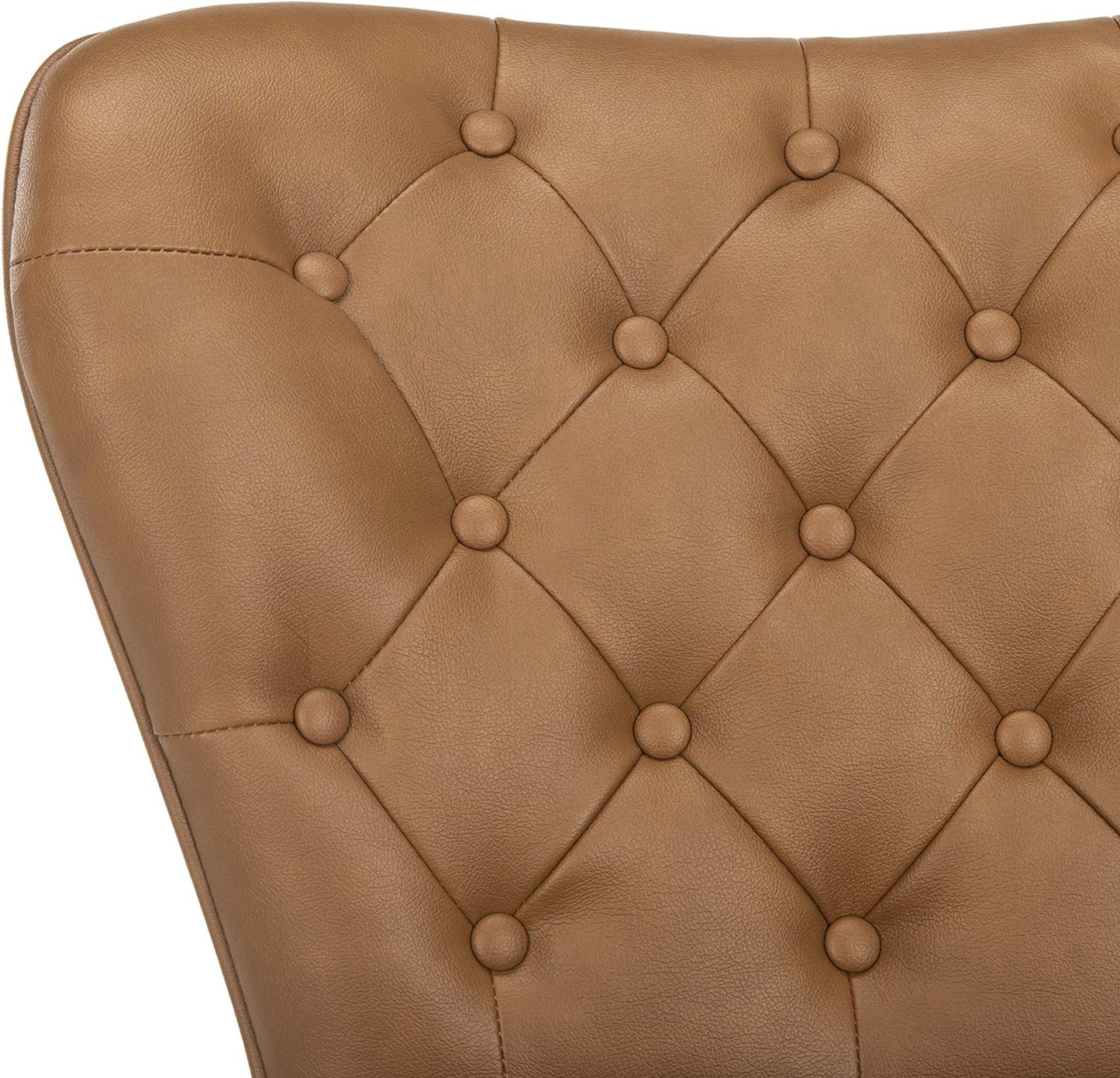 Aster Set of 2 Tufted Bar Stools – Camel PU Leather, Retro