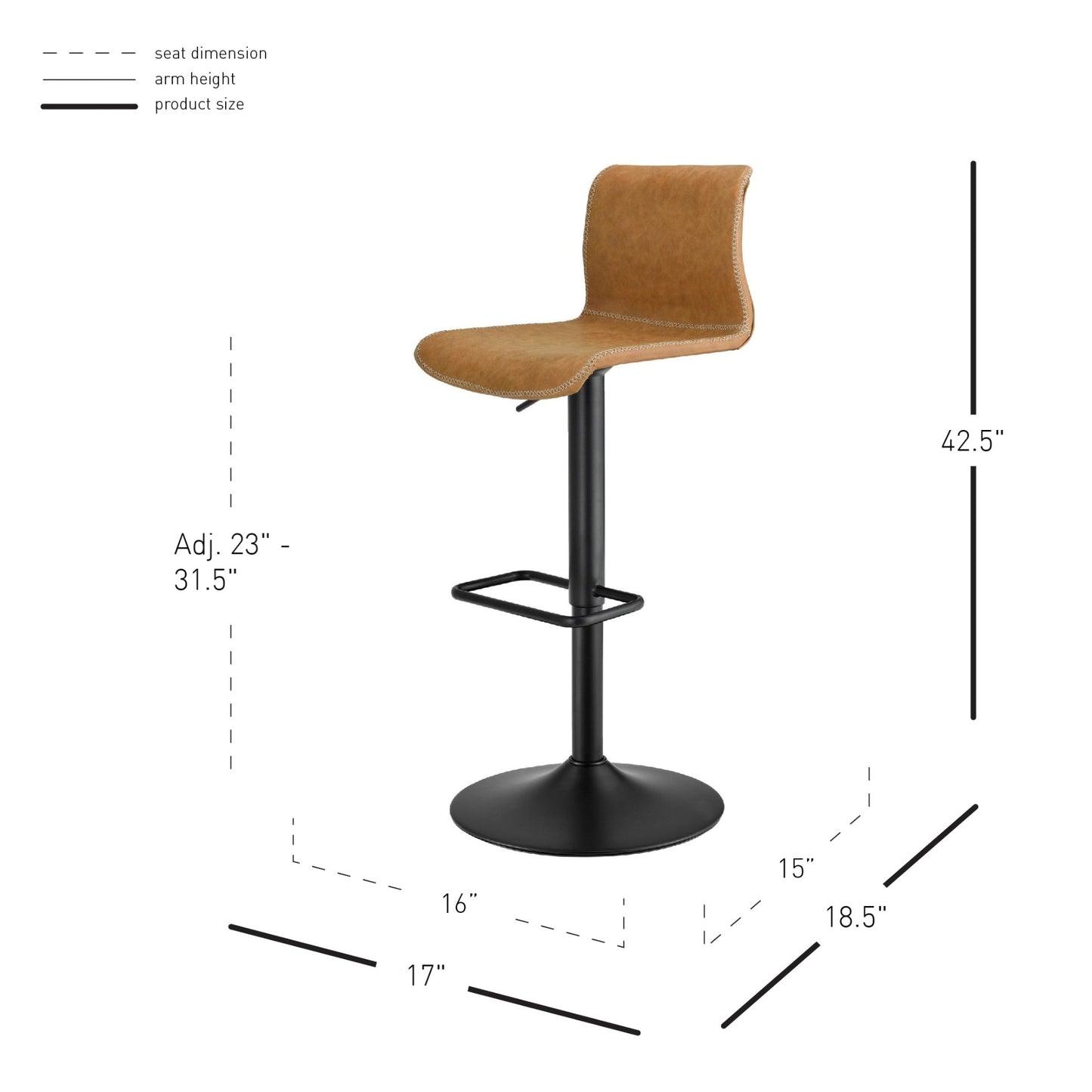 Jayden Set of 2 Gaslift Swivel Bar Stool