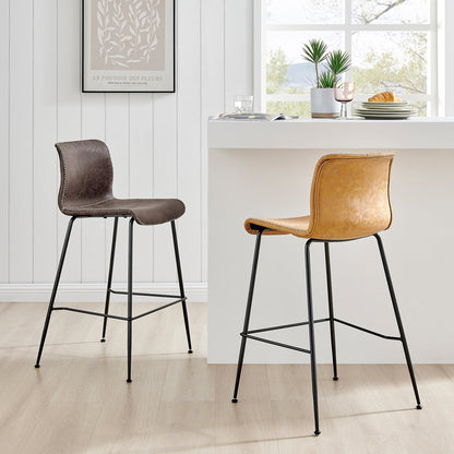 Jayden PU Counter Stool – Vintage Coffee Brown, Set of 2