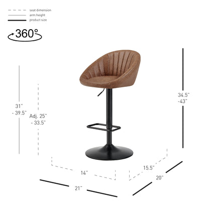 Watson KD PU Gaslift Swivel Bar Stool, Umber Brown