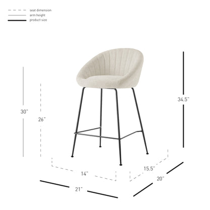 Watson KD Fabric Counter Stool, Haga Ivory