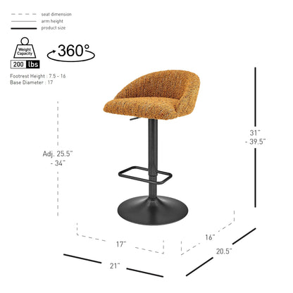 Jorrell Gaslift Swivel Bar Stool – Zenith Mustard Fabric