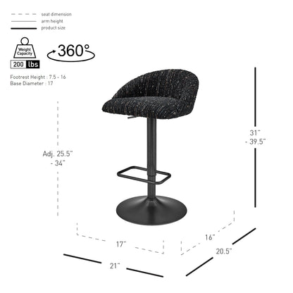 Jorrell Gaslift Swivel Bar Stool – Zenith Black Fabric