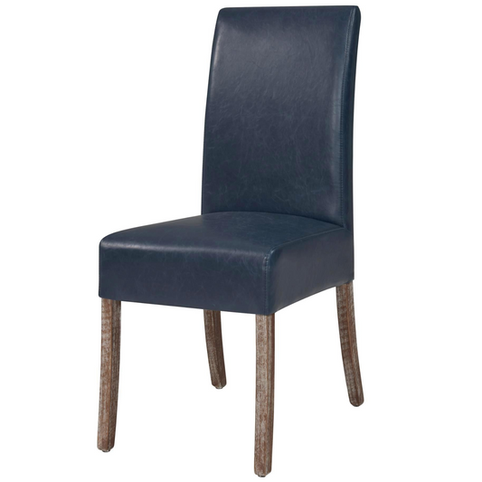 Valencia Set of 2 Leather Dining Chairs in Vintage Blue