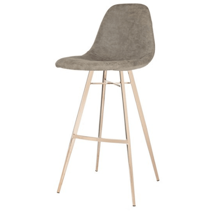 Mathison Bar Stool Taupe – Mid-Century Faux Leather Stool