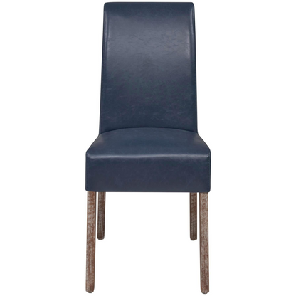 Valencia Set of 2 Leather Dining Chairs in Vintage Blue