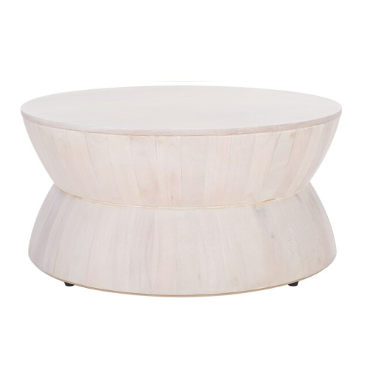Alecto Round Coffee Table – White Wash, 30 Modern Design