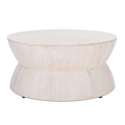 Alecto Round Coffee Table – White Wash, 30 Modern Design