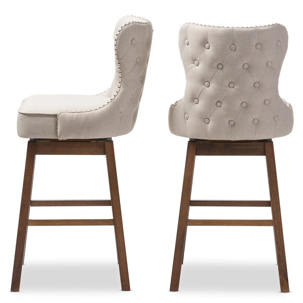 Gradisca Set of 2 Cream Swivel Bar Stools – Modern Design