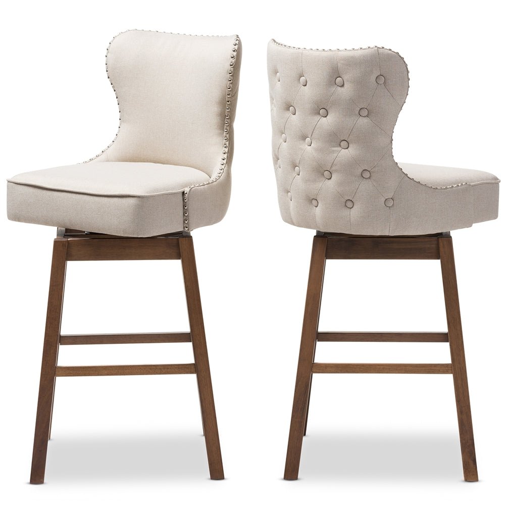 Gradisca Set of 2 Cream Swivel Bar Stools – Modern Design