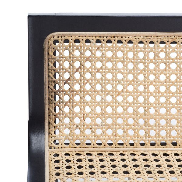 Saito Low Back Cane Bar Stool – Black Beech Wood, Natural