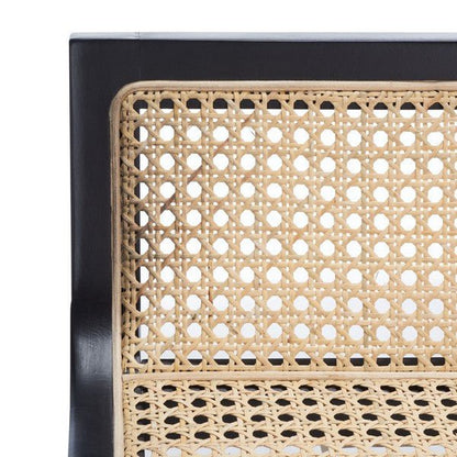 Saito Low Back Cane Bar Stool – Black Beech Wood, Natural