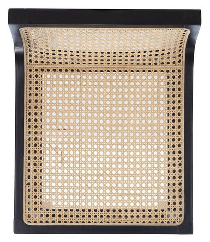 Saito Low Back Cane Bar Stool – Black Beech Wood, Natural