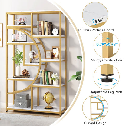 Bookshelf 5 Shelf Industrial Etagere Bookcase for Bedroom, Living Room, Home Office