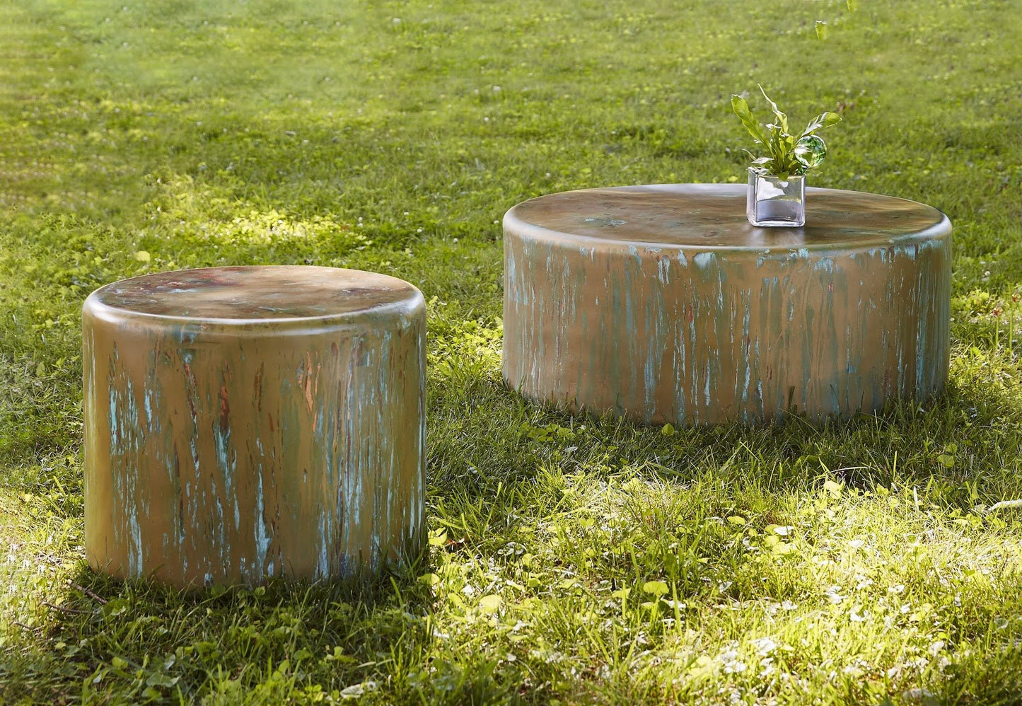 Button Coffee Table in Lichen Finish – Resin & Fiberglass