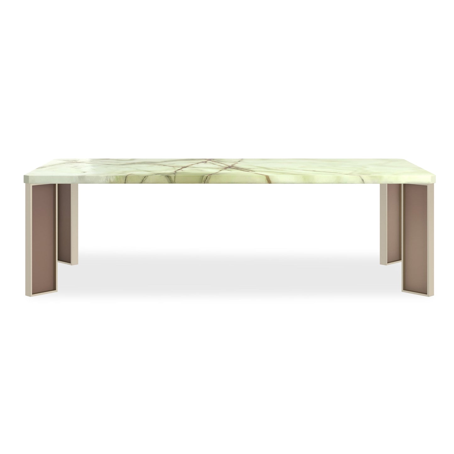 The Naturalist Green Onyx Dining Table with Brushed Gold Leg