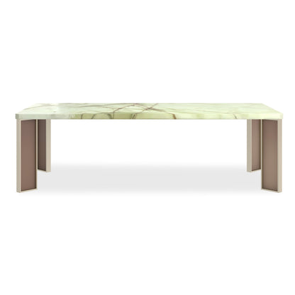 The Naturalist Green Onyx Dining Table with Brushed Gold Leg