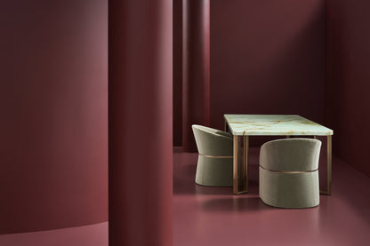 The Naturalist Green Onyx Dining Table with Brushed Gold Leg