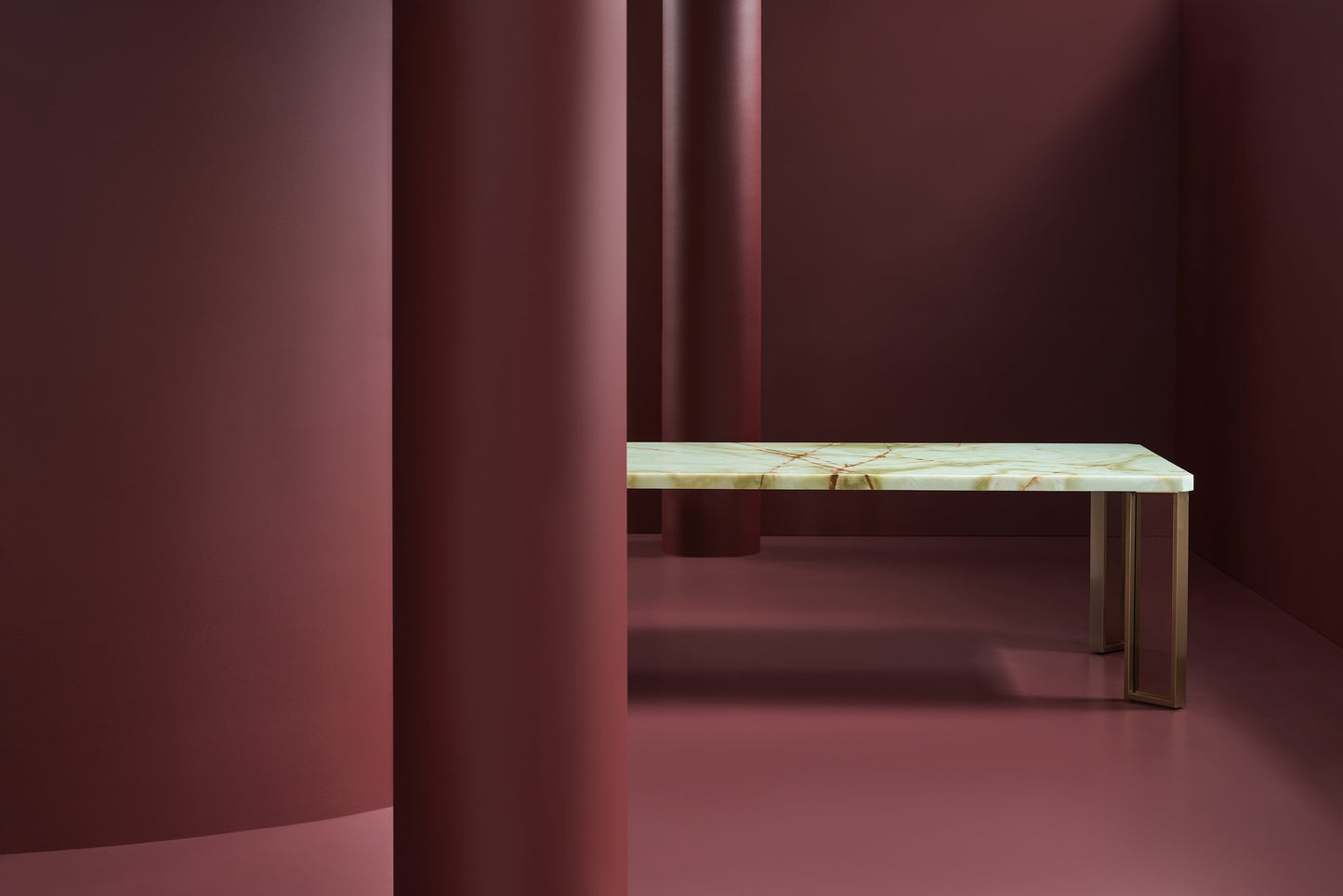 The Naturalist Green Onyx Dining Table with Brushed Gold Leg