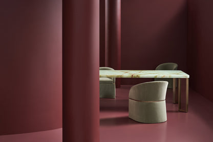 The Naturalist Green Onyx Dining Table with Brushed Gold Leg