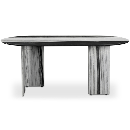 Celia Dining Table – Panda Marble Oval with Geometric Base
