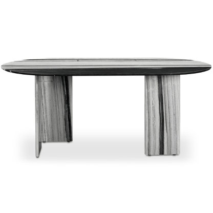 Celia Dining Table – Panda Marble Oval with Geometric Base