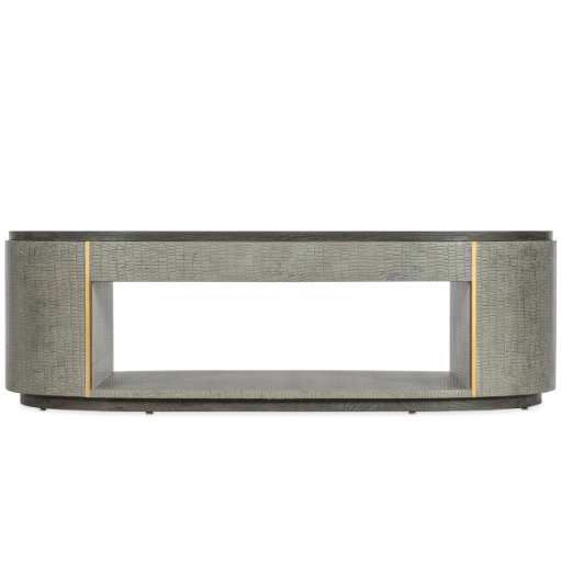 Dylian Coffee Table Gray Crocodile Finish with Gold Accents