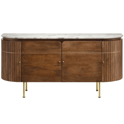 Ortega 4-Door Marble Top Mango Wood Dining Sideboard