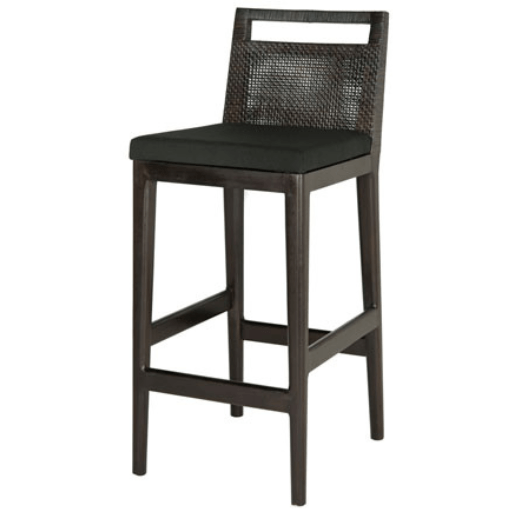 Darin II Bar Stool with Brown Rattan & Black Polyacrylic