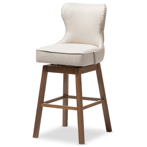 Gradisca Set of 2 Cream Swivel Bar Stools – Modern Design