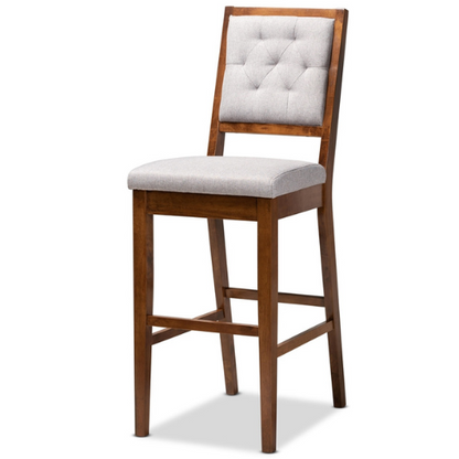 Gideon Set of 2 Walnut Brown & Grey Bar Stools–Modern Design