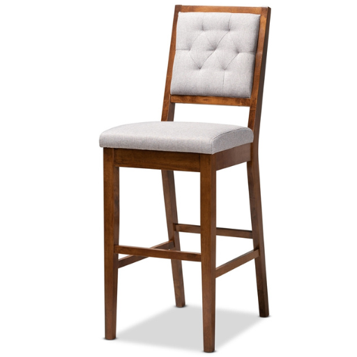 Gideon Set of 2 Walnut Brown & Grey Bar Stools–Modern Design