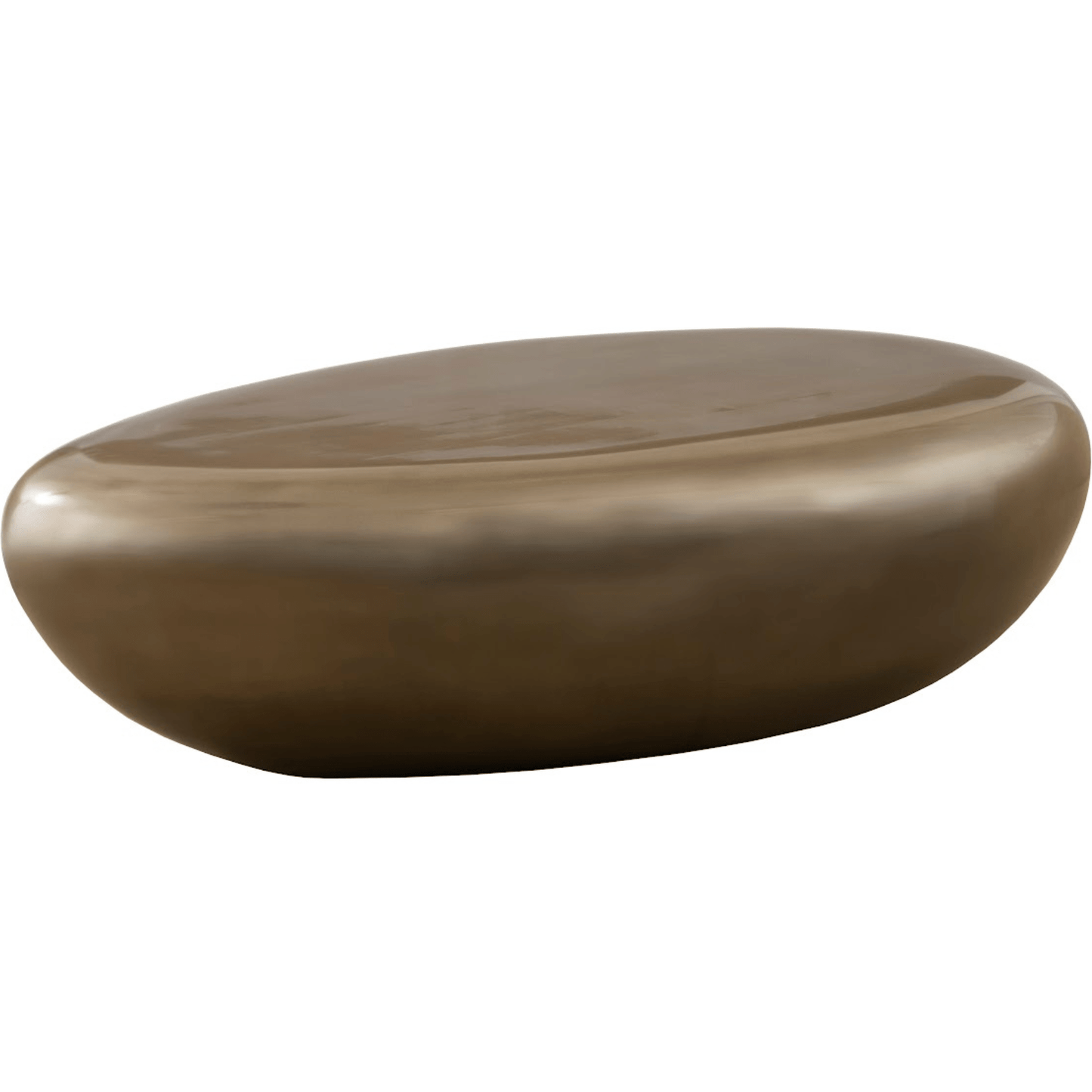 River Stone Coffee Table in Polished Bronze – Modern 36″
