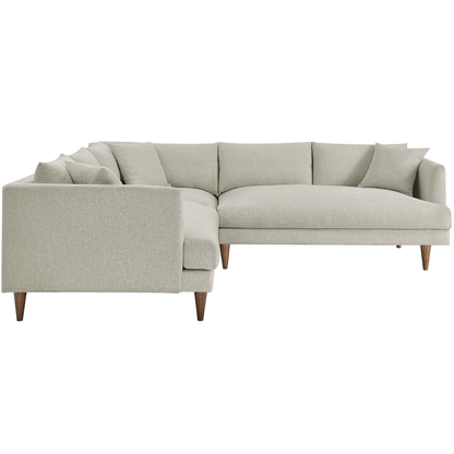 Zoya 3-Piece Ivory Down-Filled Upholstered Sectional Sofa