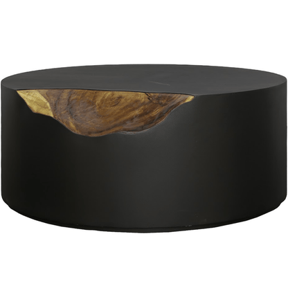 Natural Chamcha Wood & Iron Coffee Table – 36″ Round