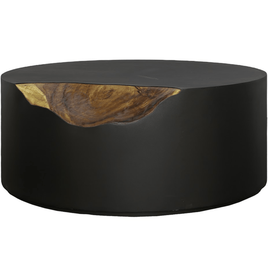 Natural Chamcha Wood & Iron Coffee Table – 36″ Round