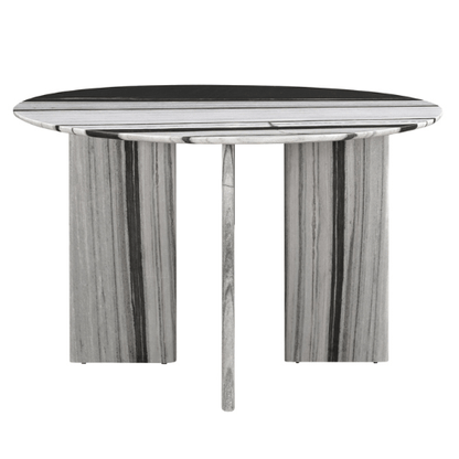 Celia Round Dining Table in White Panda Marble