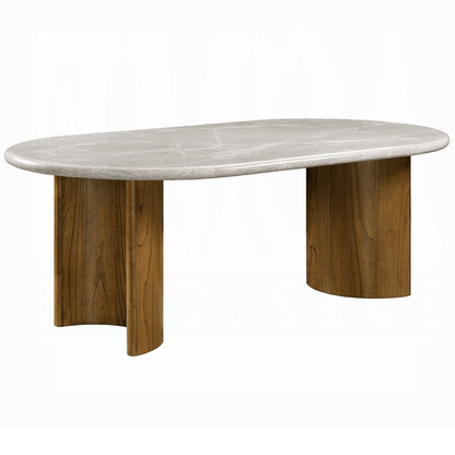 Darcy Oval Marble Dining Table – Elegant Double Pedestal